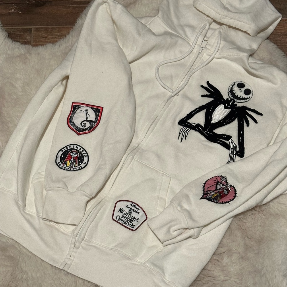 Disney Cream Hoodie with Nightmare Before Christmas Design